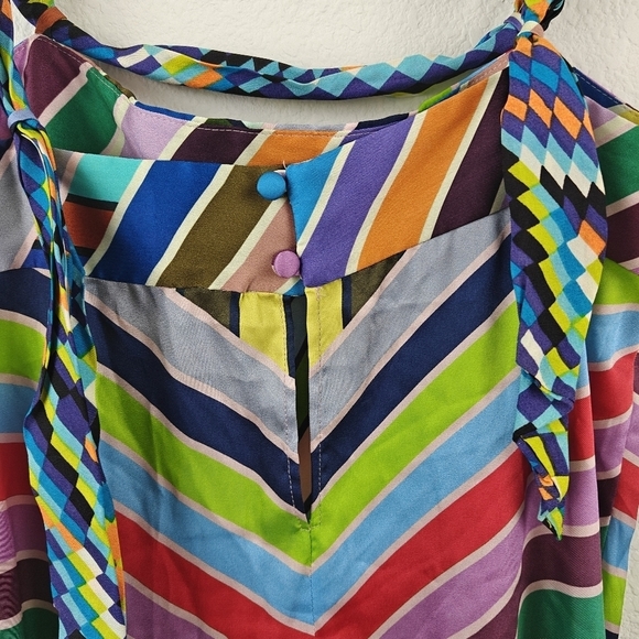MILLY Marissa Colorful Rainbow Chevron Striped Mini Strappy Sheath Dress Sz 8 - Picture 12 of 14